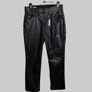 GAP Vintage Slim HIgh Rise Vegan Leather Black 28/6P NWT Edgy Biker
